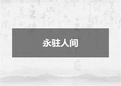 永驻人间