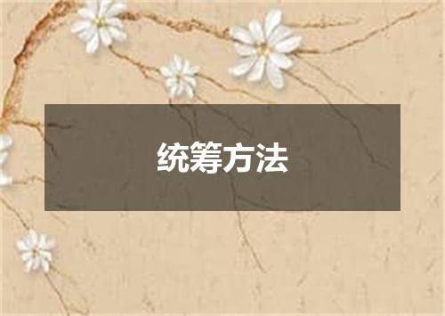 统筹方法