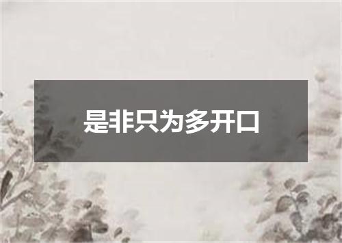 是非只为多开口