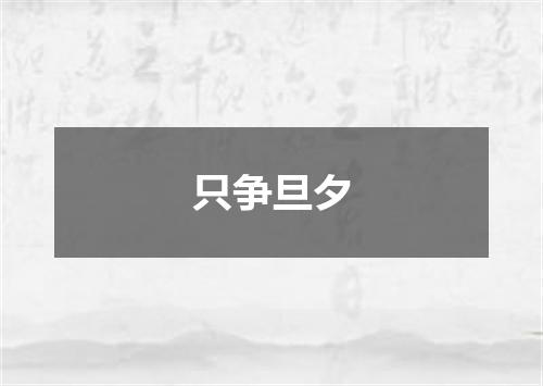 只争旦夕