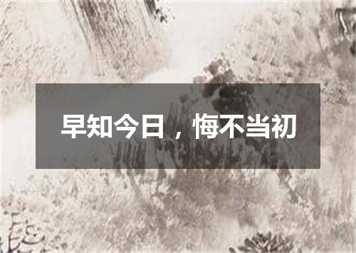 早知今日，悔不当初