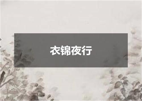 衣锦夜行