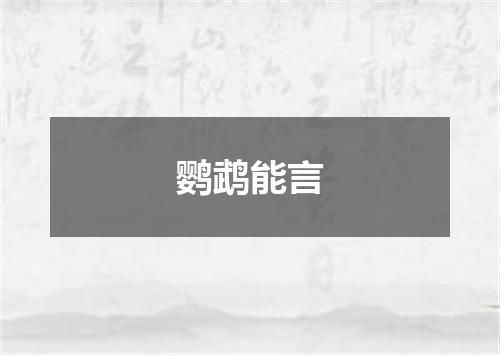 鹦鹉能言