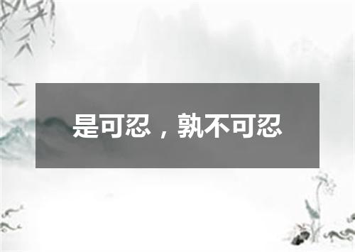 是可忍，孰不可忍