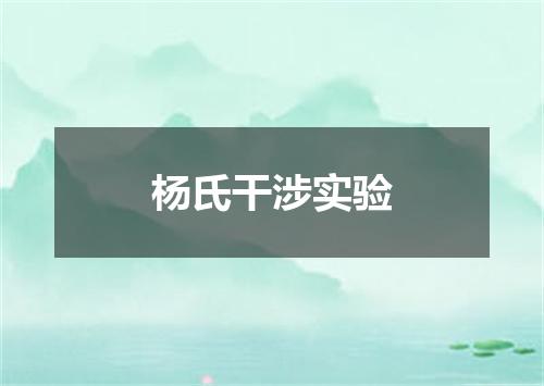 杨氏干涉实验
