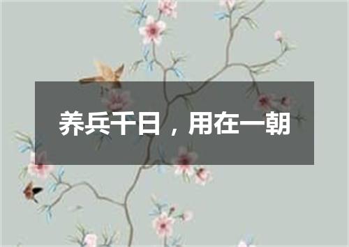 养兵千日，用在一朝