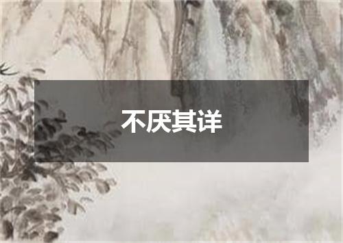 不厌其详