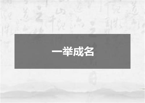 一举成名