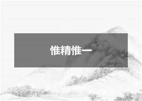惟精惟一