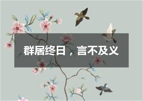 群居终日，言不及义