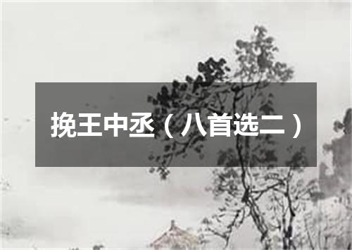 挽王中丞（八首选二）