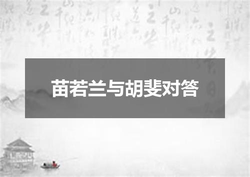 苗若兰与胡斐对答
