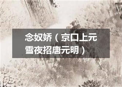 念奴娇（京口上元雪夜招唐元明）