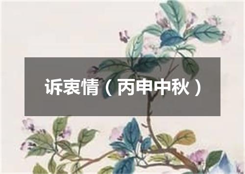 诉衷情（丙申中秋）