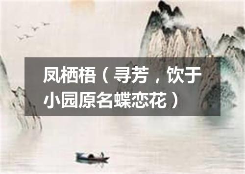 凤栖梧（寻芳，饮于小园原名蝶恋花）