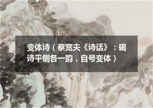 变体诗（蔡宽夫《诗话》：碣诗平侧各一韵，自号变体）