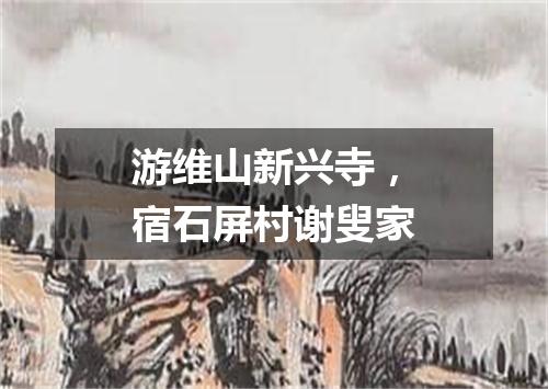 游维山新兴寺，宿石屏村谢叟家