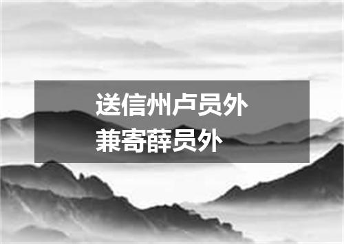 送信州卢员外兼寄薛员外