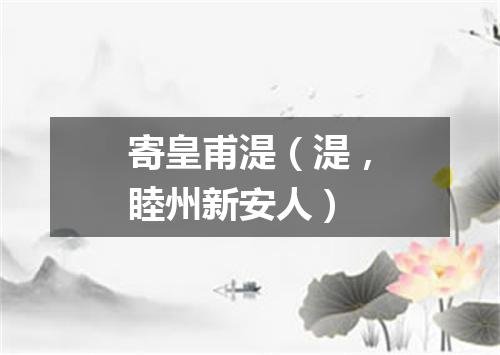 寄皇甫湜（湜，睦州新安人）