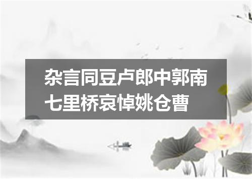 杂言同豆卢郎中郭南七里桥哀悼姚仓曹