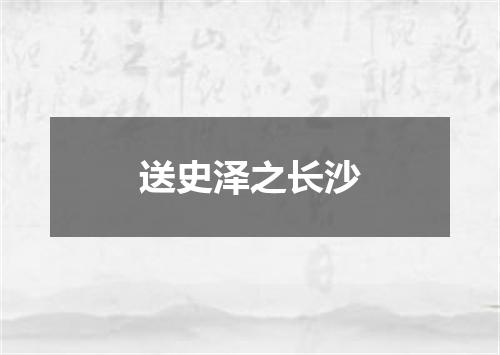 送史泽之长沙