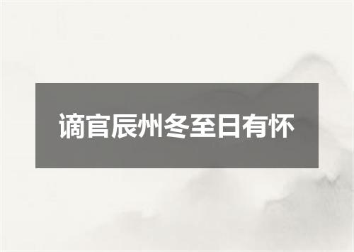 谪官辰州冬至日有怀