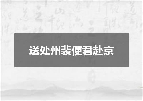 送处州裴使君赴京