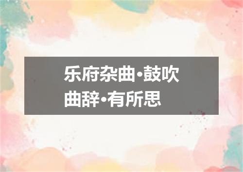 乐府杂曲·鼓吹曲辞·有所思